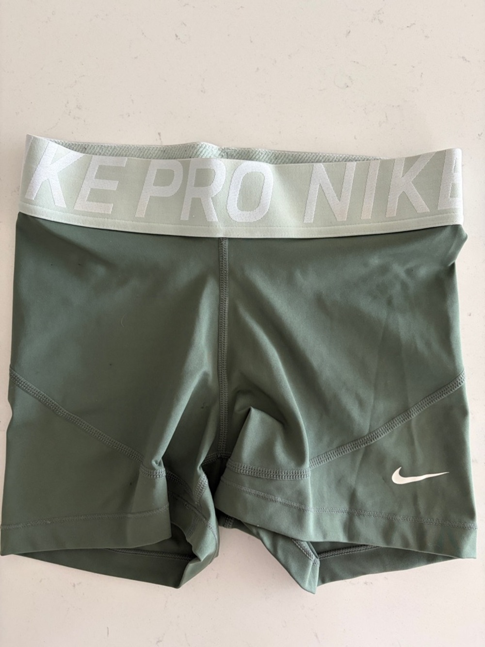 Nike Pro Green Training Shorts with light green Waistband